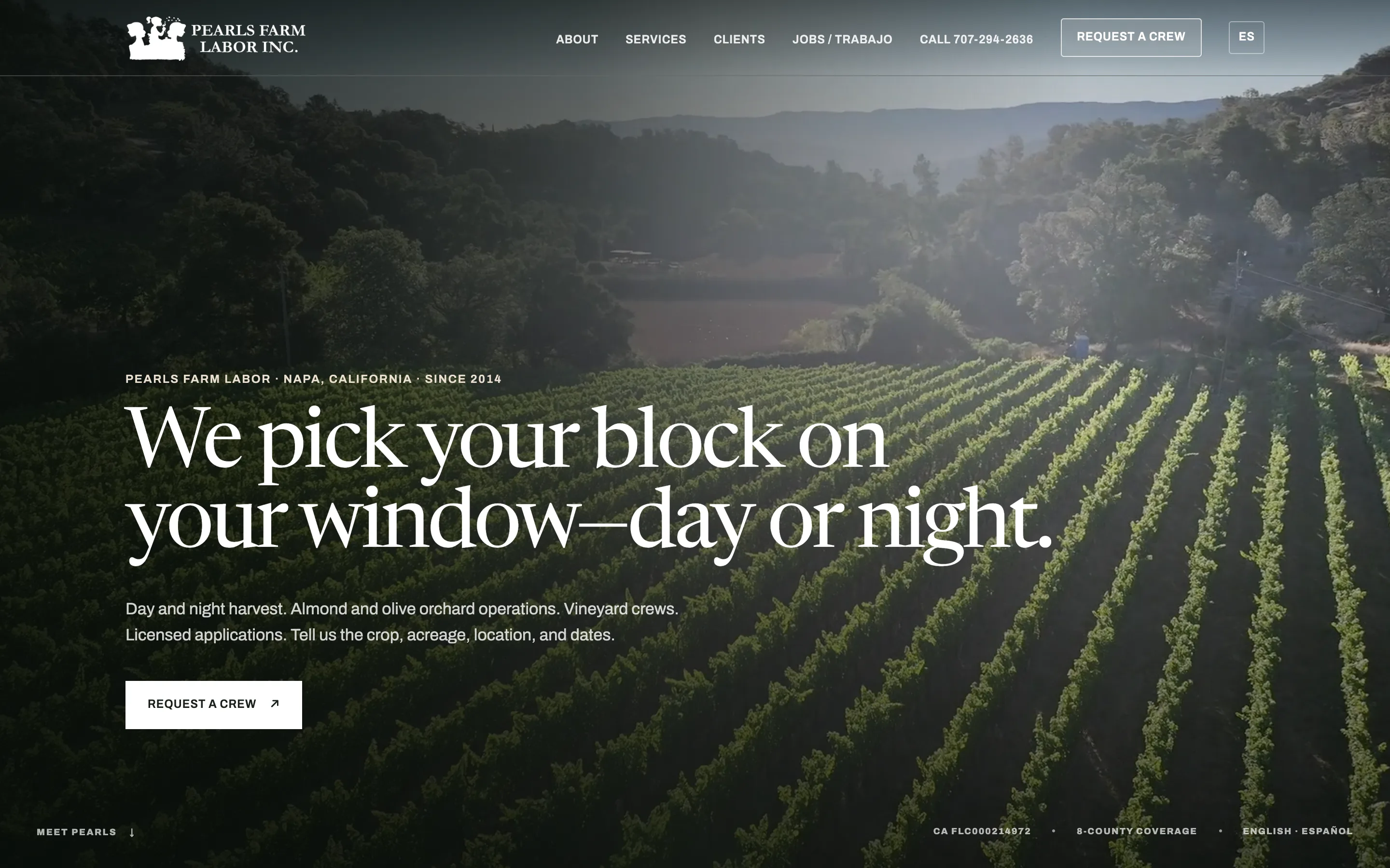 First screen of the original pearlsfarminc.com before the redesign