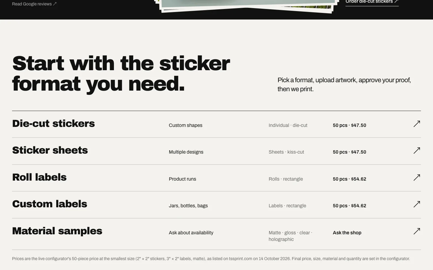 A screen from the The Sticker Smith redesign on a laptop