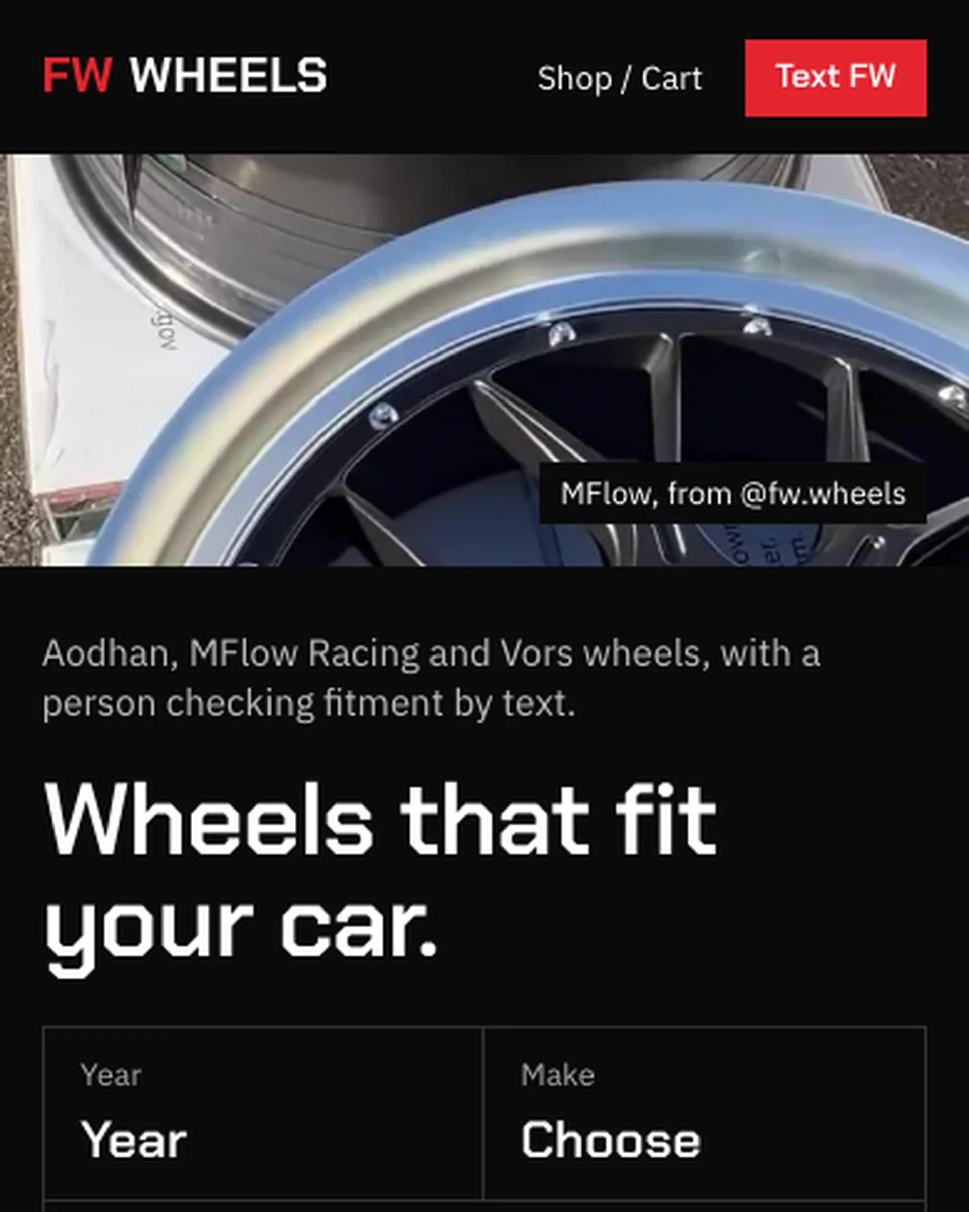 FW Wheels redesign on a phone