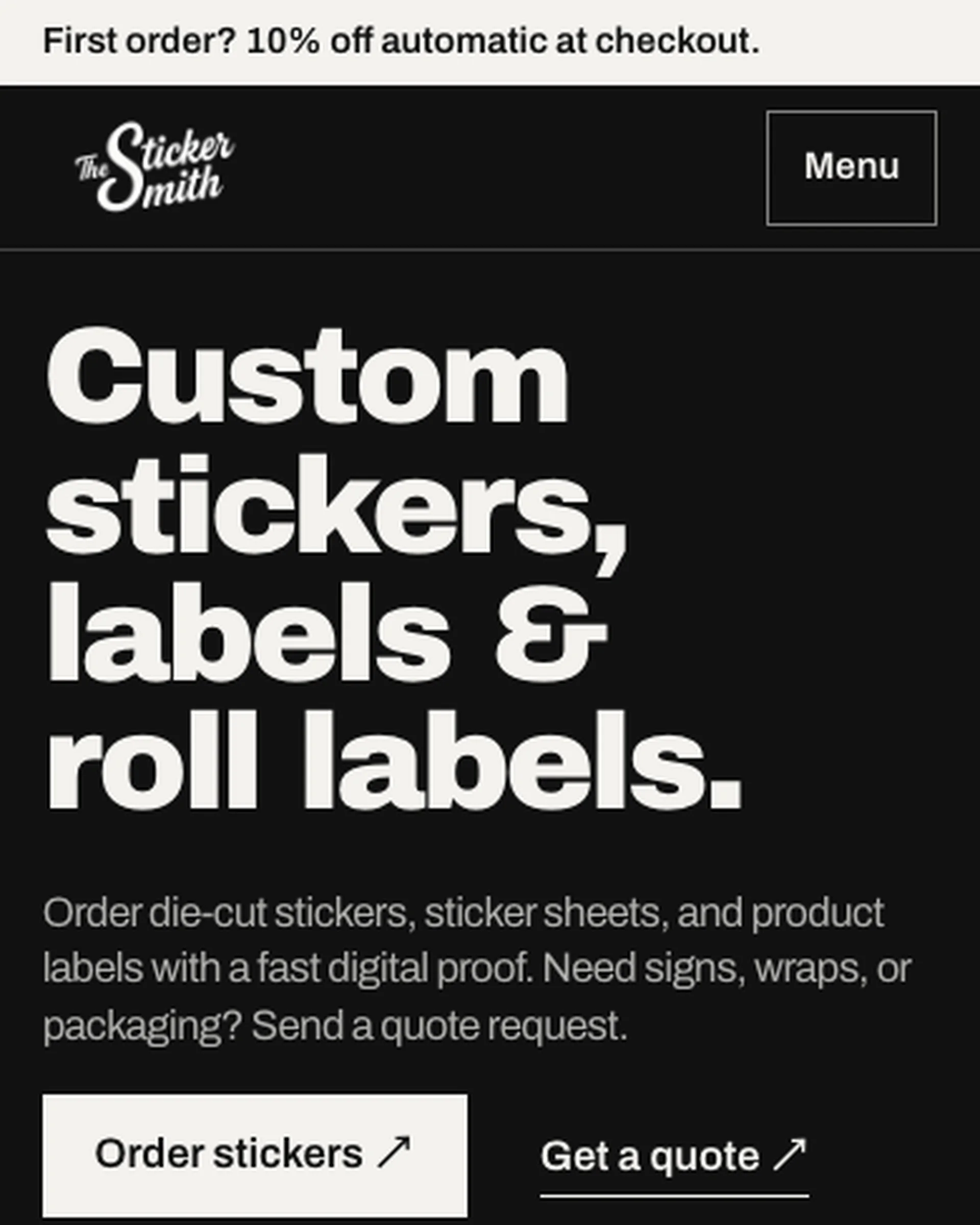 The Sticker Smith redesign on a phone